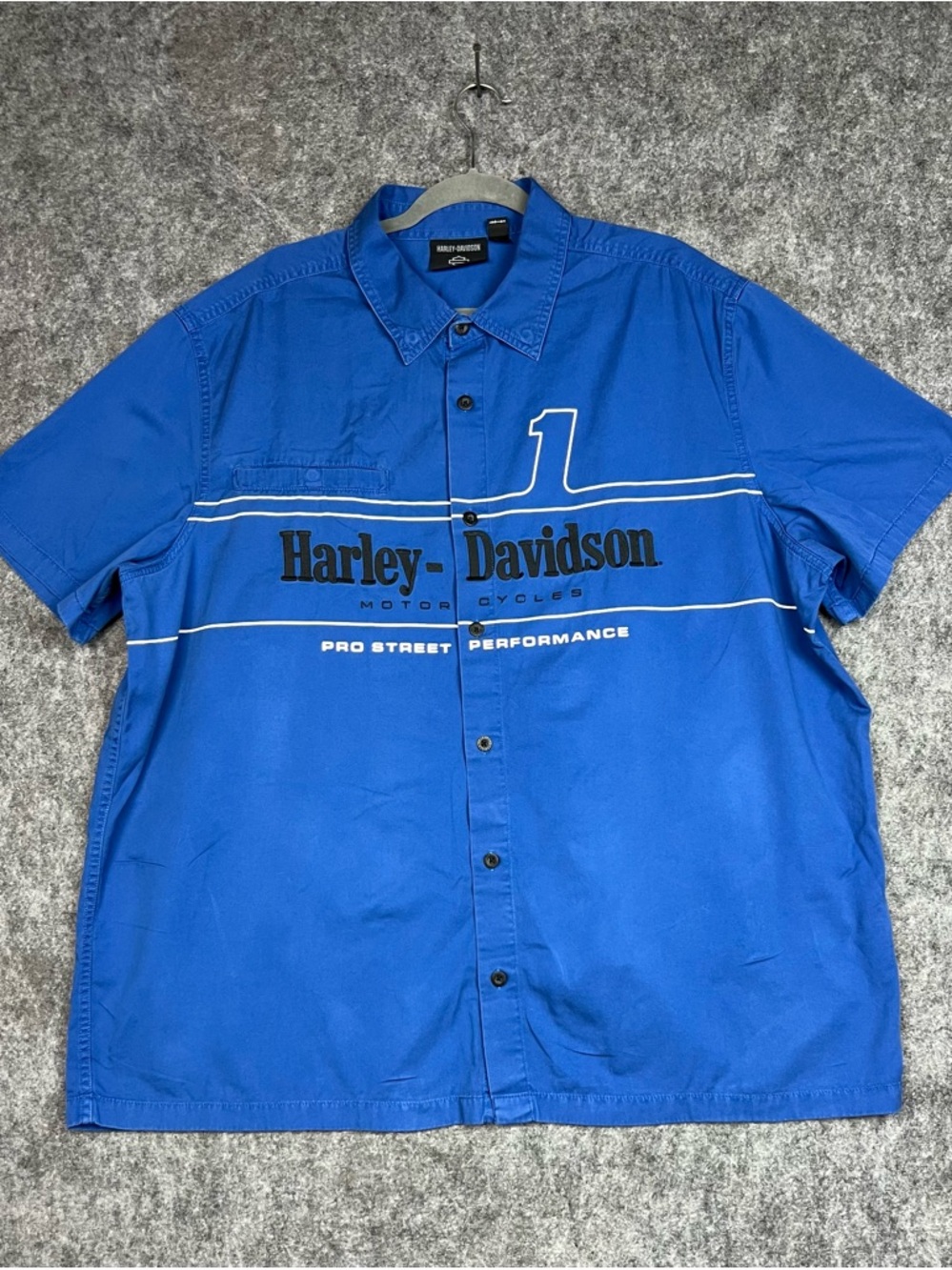Harley Davidson blue button up shirt Size XXL #biker #motorcycle